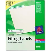 AVERY Avery® Self-Adhesive Laser/Inkjet File Folder Labels, Green Border, 1500/Box 5866